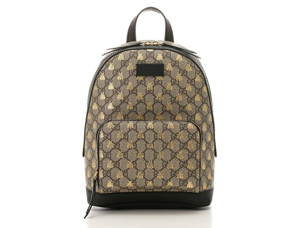 Gucci Bag Backpack Bee GG Supreme Canvas Calfskin